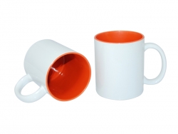 Mug blanc 330 ml avec intérieur orange Sublimation Transfert Thermique