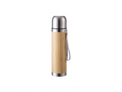 14oz/420ml Engraving Blanks Bamboo Thermal Flask w/ Silver Lid