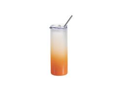 Botella de Cristal Skinny 25oz/750ml con pajita y tapa de plástico (Escarchado, Degradado Naranja)
