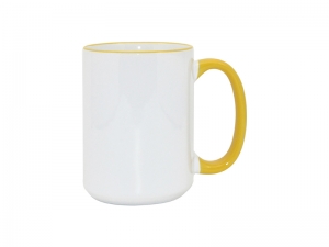 Sublimation 15oz Rim/Handle Mugs - Yellow