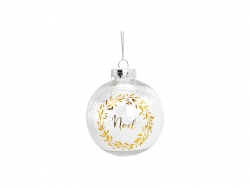 8cm Plastic Patterned Christmas Ball Ornament w/ String(Clear, Noel)