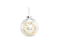 8cm Plastic Patterned Christmas Ball Ornament w/ String(Clear, Noel)