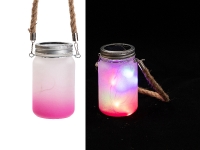 15oz/450ml Sublimation Blanks Mason Jar w/ Lantern Lid and Hemp Rope Handle (Frosted, Gradient Rose Red)