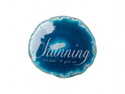 Engraving Agate Coaster (Dark Blue)