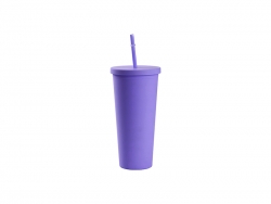 24oz/700ml Double Wall Plastic Tumbler with Straw &amp; Lid (Paint, Purple)