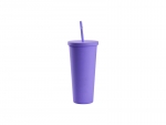 24oz/700ml Double Wall Plastic Tumbler with Straw &amp; Lid (Paint, Purple)