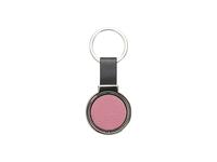 Engraving Blanks Metal Keyring  w/ Engravable Leather (Round, Pink)