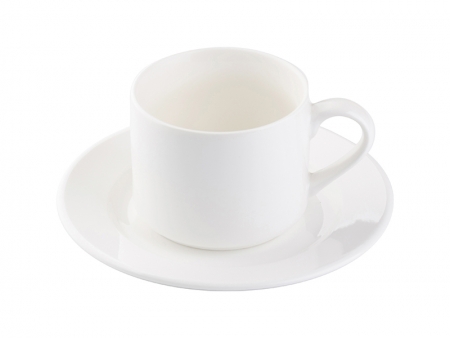 6oz  Taza de porcelana de ceniza de hueso con platillo