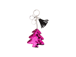 Llavero Árbol de Navidad Lentejuelas con borda (Magenta)