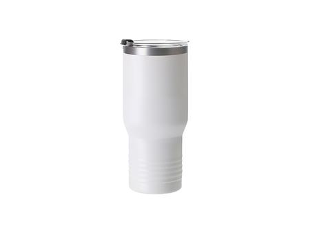 Tumbler Cuello Anillado Acero Inoxidable 22oz/650ml con Pajita Recubrimiento en Polvo (Blanco, Recubrimiento Mate Sublimación)Cantidad mínima:500pcs