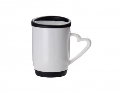 Caneca cerâmica com tampa e base de silicone 12oz/360ml (Preto)