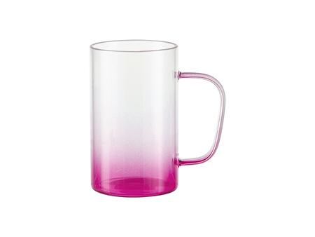 Taza de Cristal 18oz/540ml (Transparente, Degradado Rosa)