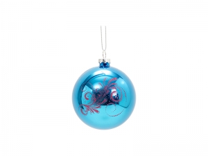 8cm Plastic Patterned Christmas Ball Ornament w/ String(Blue, Vine)