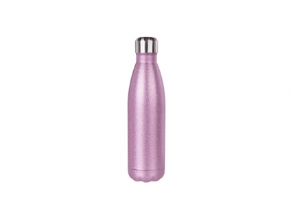 Sublimation 17oz/500ml Glitter Stainless Steel Cola Shaped Bottle (Pink)