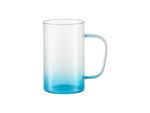 18oz/540ml Glass Beer Coffee Mugs(Clear, Gradient Blue)