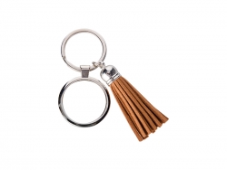 Sublimation Round Keychain w/ Short Tassel(Brown)