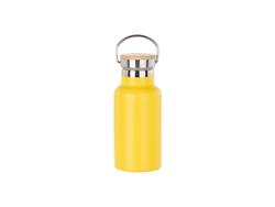 Garrafa Inox 350ml/12oz Coberto em Pó com Tampa de Bambu Fácil de levar  (Amarelo)