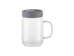 Mason Jar de Vidro 20oz/600ml com Tampa de silicone (Transparente,  Cinza)