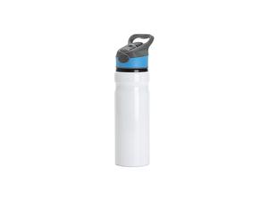 Sublimation 25oz/750ml Aluminium Water Bottle with Blue&amp;Gray Cap (White)