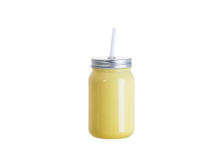 Mason Jar 15oz/450ml Sin asa full color (Amarillo)