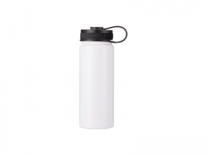 Sublimation 18oz/550ml Stainless Steel Flask w/ Portable Lid (White)