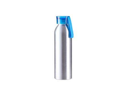 Botella Deportiva Slim Aluminio Plateada 22oz/650ml con Tapa azul