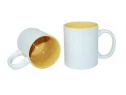 Mug blanc 330 ml avec intérieur jaune Sublimation Transfert Thermique