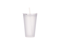 Sublimation 15oz/450ml Glass Tumbler w/ Lid &amp; Straw (Frosted)