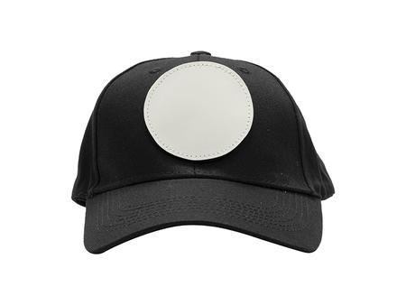 Cotton Cap with 3&quot; White Round Sub PU Leather Patch (Black)