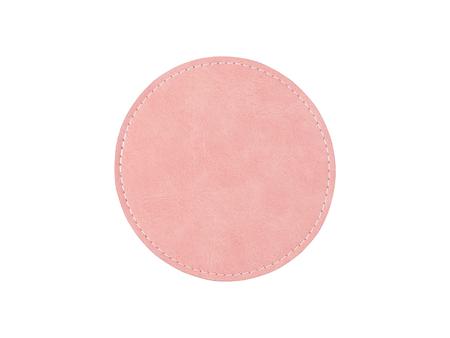 Sublimation PU Leather Round Mug Coaster (Pink, 9.5cm)