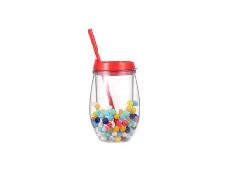 24OZ/700ml Double Wall Plastic Tumbler with Straw & Lid (Coral Red, Paint)