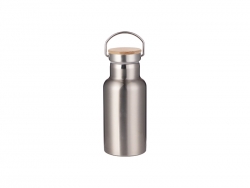 Garrafa Inox Tampa Bambú Portátil 350ml/12oz (prateado)