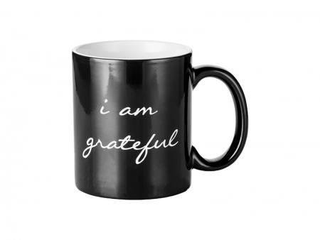 Taza mágica negra grabada 11oz(Grateful Motto)