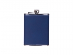 8oz/240ml Stainless Steel Hip Flask with PU Cover (Blue W/ Silver)