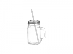 12oz/350ml Sublimation Blanks Mason Jar w/ Straw (Square, Clear)