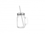 12oz/350ml Sublimation Blanks Mason Jar w/ Straw (Square, Clear)