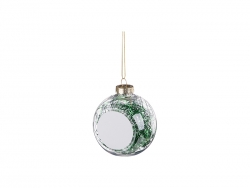 Bola de Navidad Plástico 8cm con adorno verde (Transparente)
