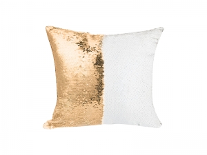 Sublimation Flip Sequin Pillow Cover (Gold w/ White, 40*40cm)