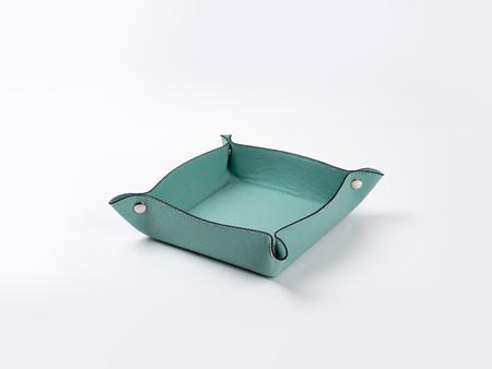 Bandeja de Cuero para Grabado (Verde Azulado/Negro,15*15cm)