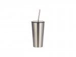 Sublimation 16oz/480ml Stainless Steel Tumbler w/ Straw (Silver)