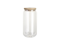 Sublimation Blanks 10oz/300ml Clear Can Glass Mug with bamboo lid