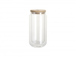 Sublimation Blanks 10oz/300ml Clear Can Glass Mug with bamboo lid