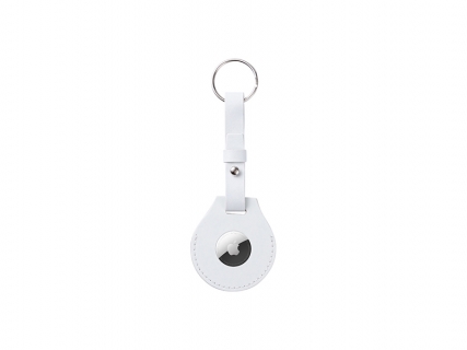 Sublimation Blanks PU AirTag Keychain Holder(Long strap, White)