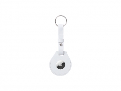 Sublimation Blanks PU AirTag Keychain Holder(Long strap, White)