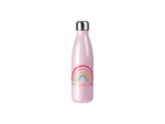 17oz/500ml Sublimation Blanks Glitter Sparkling Stainless Steel Cola Shaped Bottle (Pink)