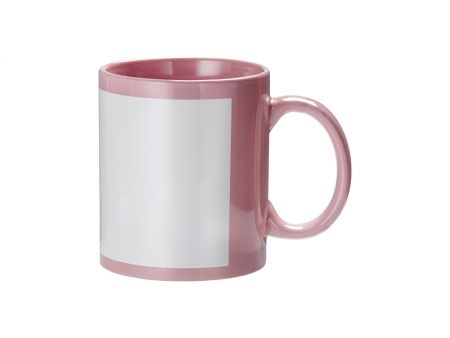 Taza Color Total con Recuadro Rectangular Blanco 11oz(Rosa)