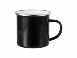 Caneca Esmaltada 12oz Base Plana - Preto