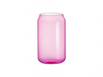 Vaso de Cristal con Forma de Lata 13oz/400ml Full color con tapa de bambú (Morado)