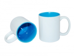 Mug blanc 330 ml avec intérieur bleu ciel Sublimation Transfert Thermique