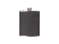 8oz/240ml Stainless Steel Hip Flask with PU Cover (Brown W/ Black)